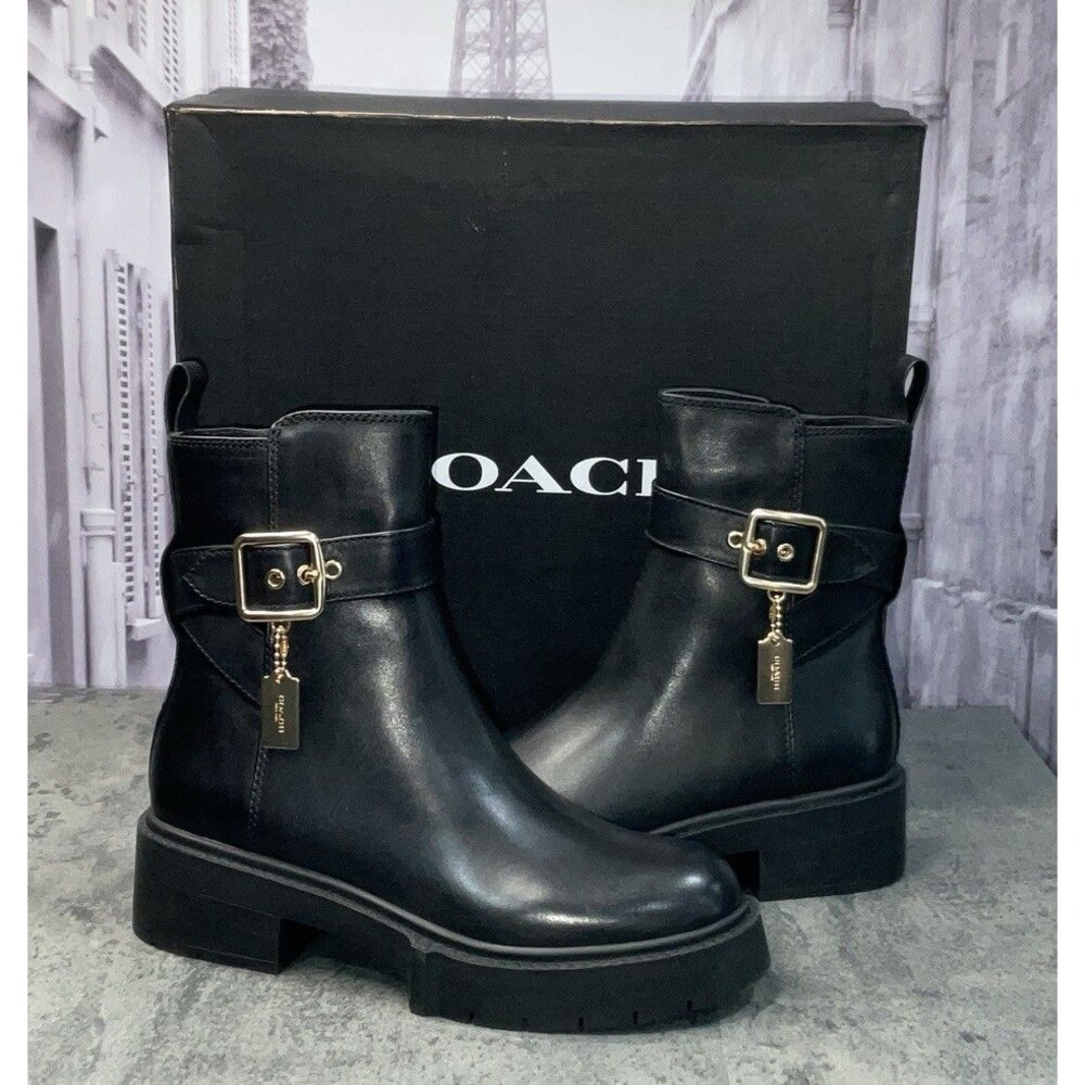 Coach Lacey Leather Women’s Bootie Black Size 6 B - Picture 1 of 11